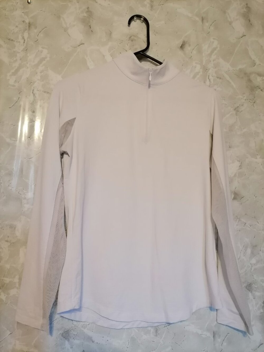 IBKUL Pullover Womens small white 1/4 Zip Sun Shirt Mesh Long Sleeve Golf Tennis